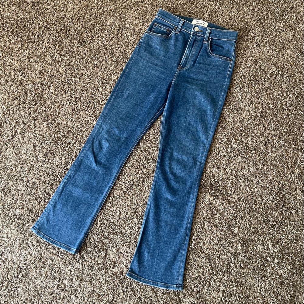 Reformation Jeans Jessie High Crop Boot Orlando Wash Size 24 Sustainable Fashion